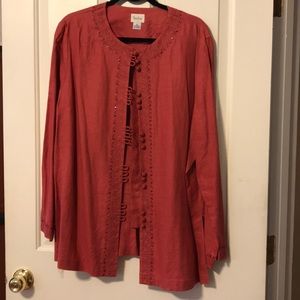Neiman Marcus rose mauve 100% linen shirt